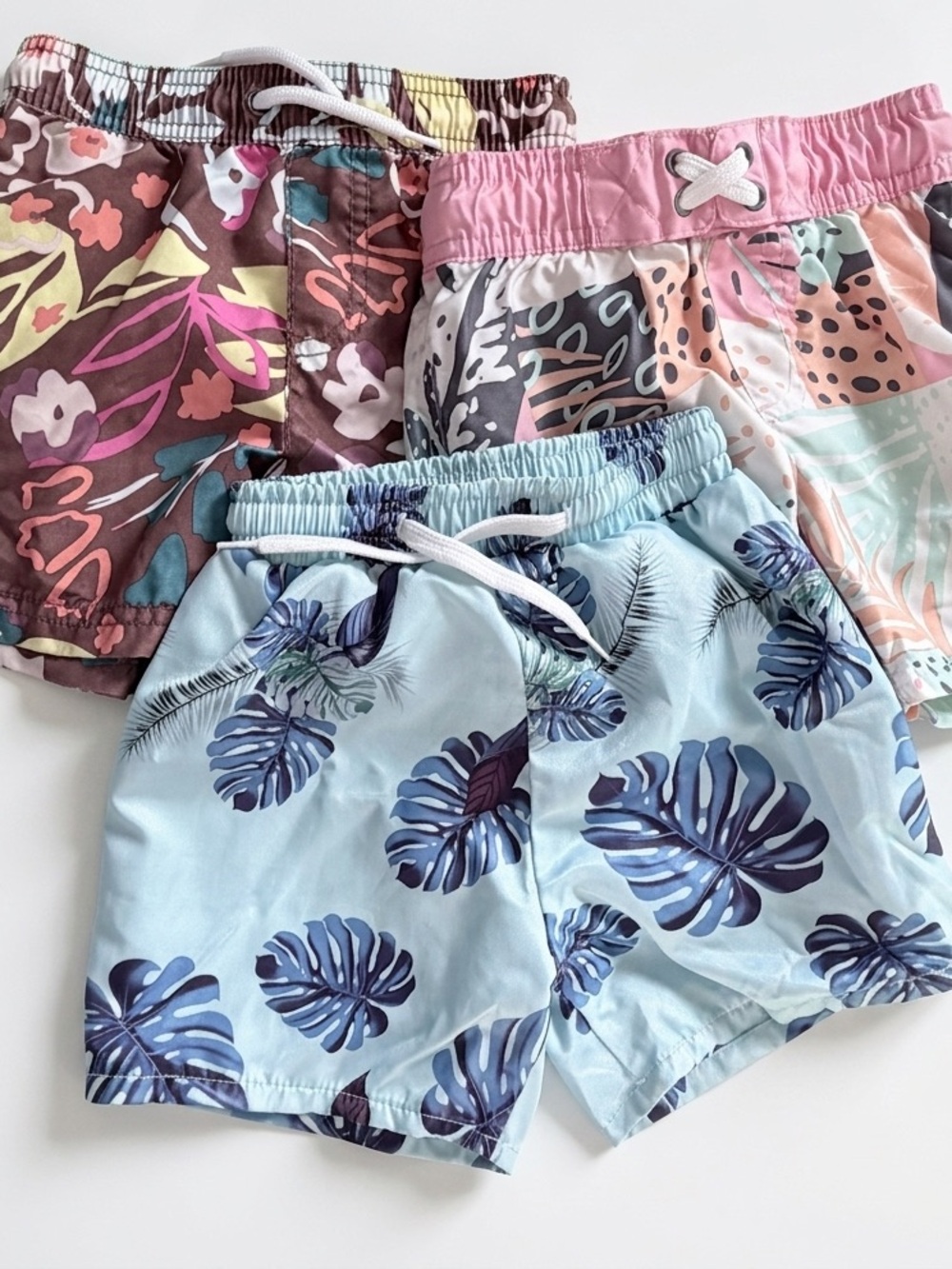 Kids Tropical Leaf Swim Shorts - Light Blue
